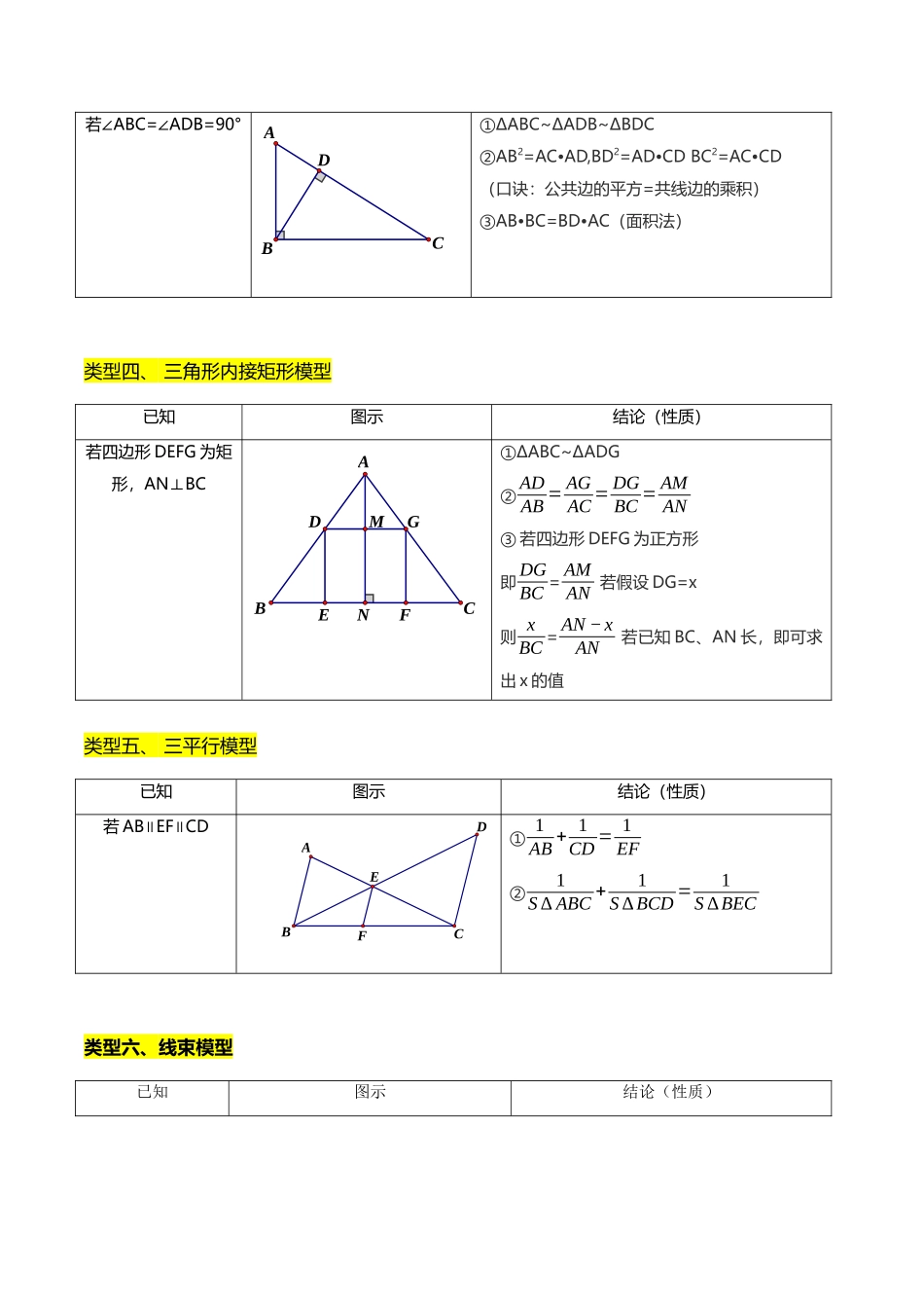 专题12相似三角形中的六类基础模型（原卷版）-2025数学常考压轴题上册九年级沪科版.docx_第3页