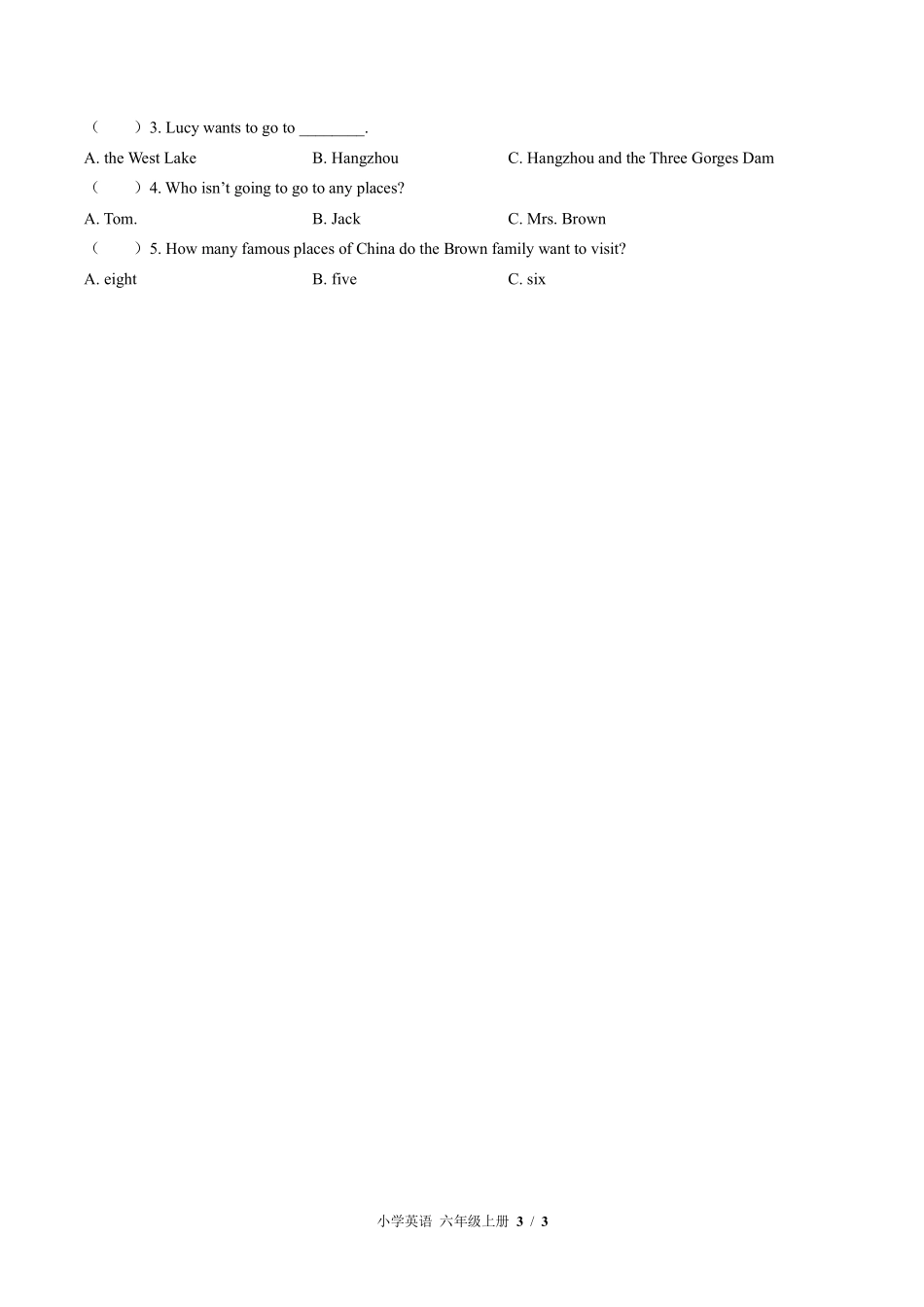 586-外研版三年级起点小学英语六年级上册Module9单元测试试卷含答案.pdf_第3页