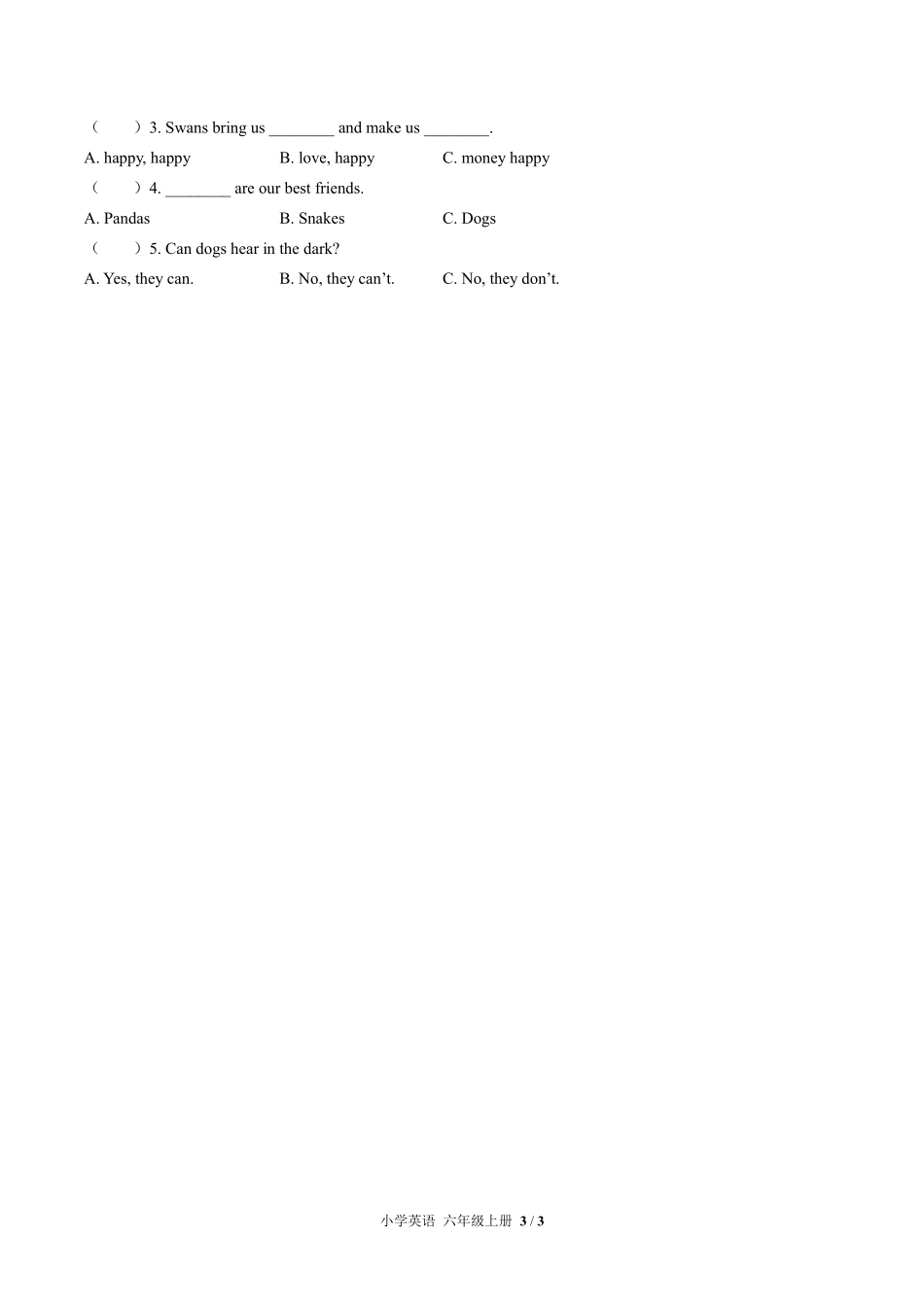 589-外研版三年级起点小学英语六年级上册Module7单元测试试卷含答案.pdf_第3页