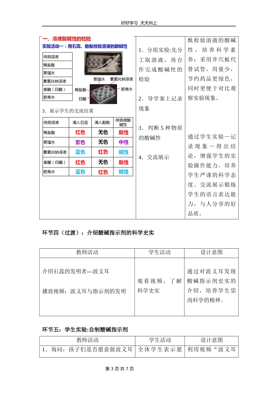 九年级化学人教版下册《第十单元实验活动7溶液酸碱性的检验》教学设计教案.docx_第3页