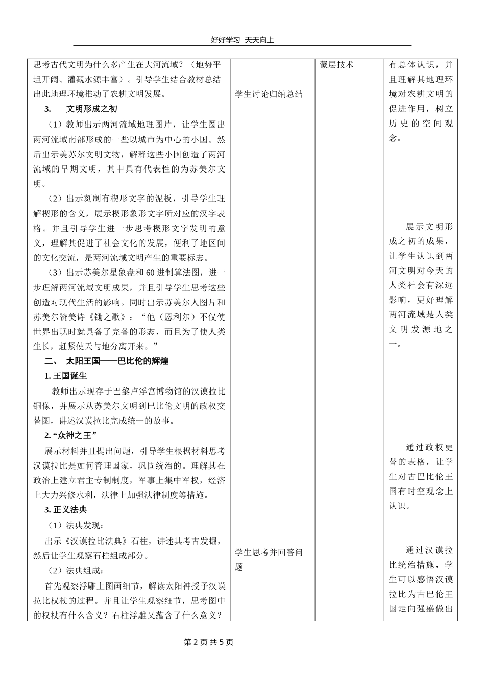 九年级历史部编版上册《第2课古代两河流域》教学设计教案1.docx_第2页