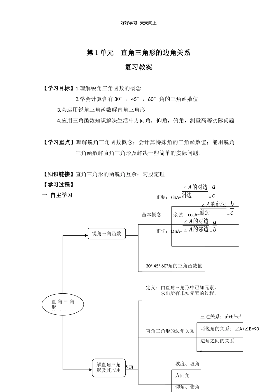 九年级下册数学北师大版第一单元复习教学设计教案2.docx_第1页