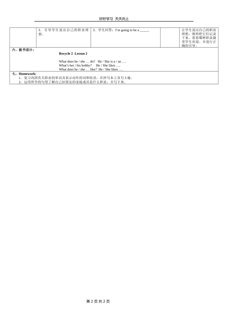 六年级英语人教三起上册Recycle2教学设计教案1.docx_第2页