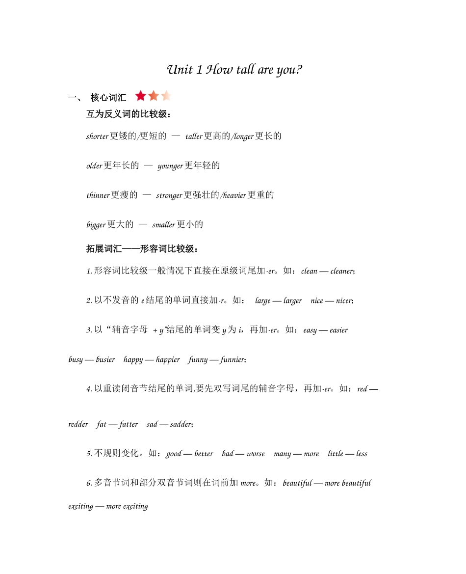人教PEP版六年级英语下册人教六年级英语下册Unit1知识清单.docx_第1页