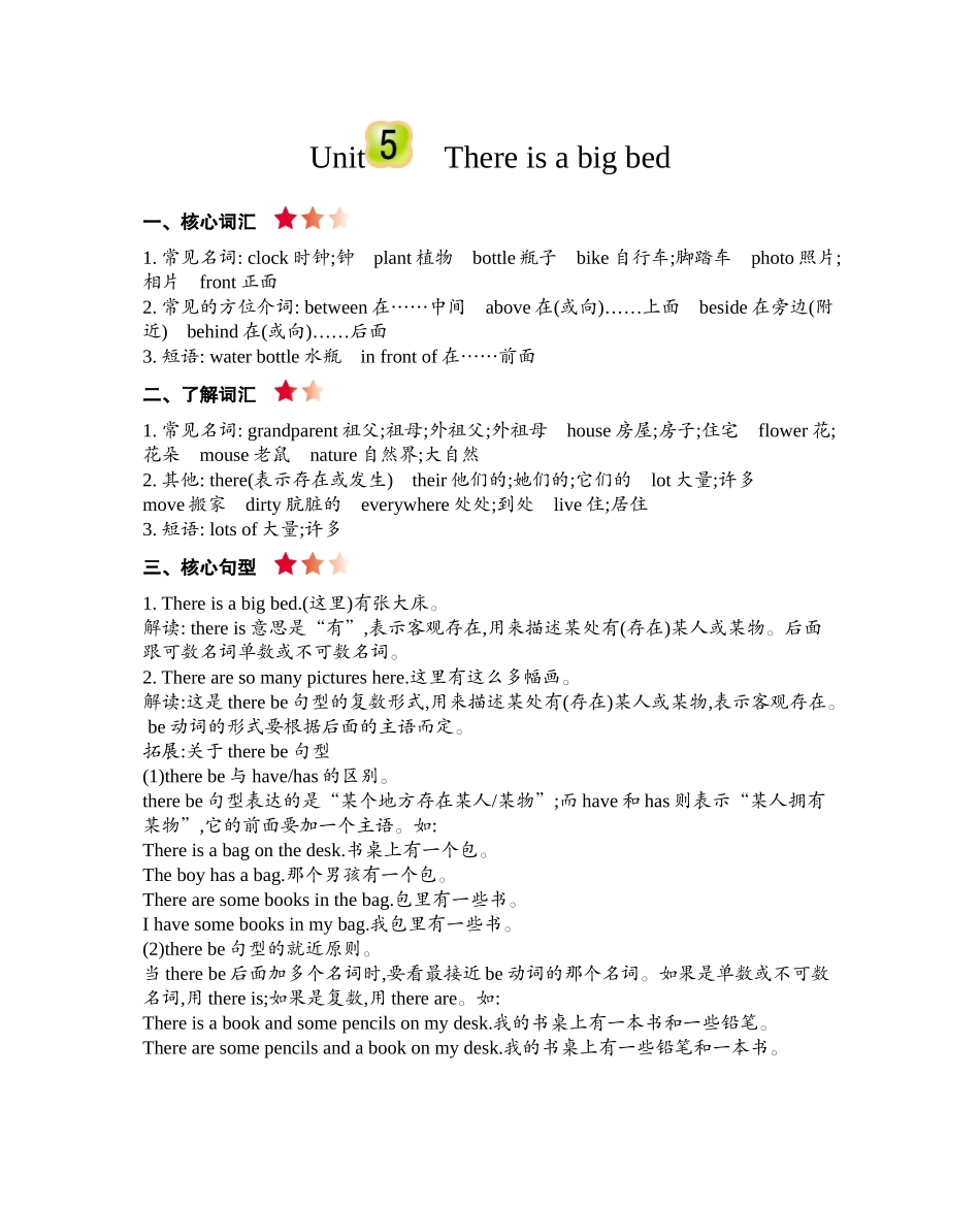 人教PEP版五年级英语上册Unit5知识清单.docx_第1页