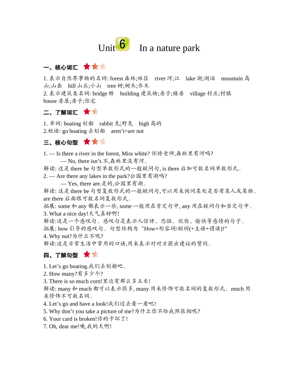 人教PEP版五年级英语上册Unit6知识清单.docx_第1页