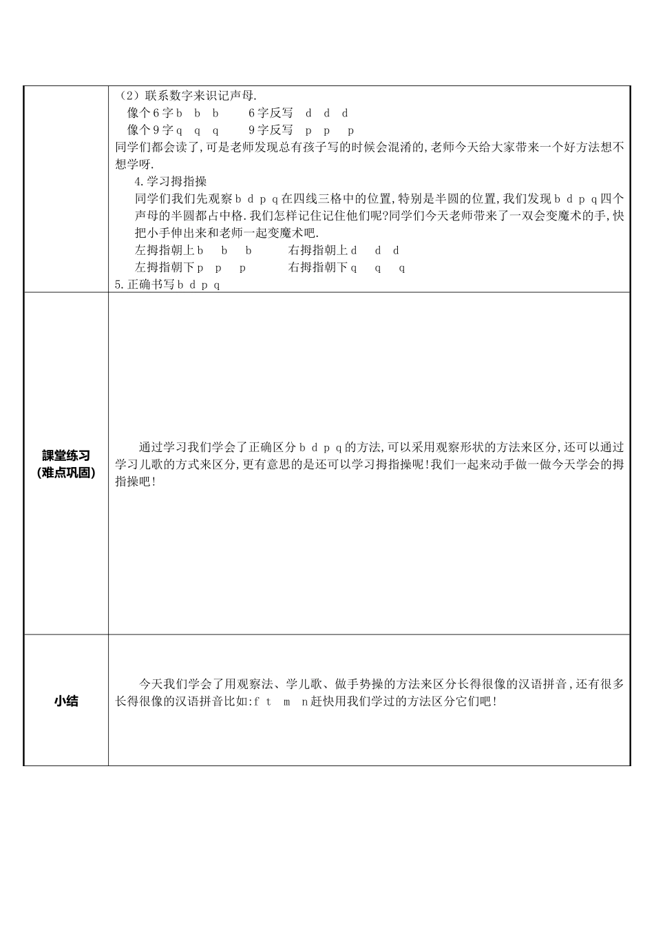 人教版部编版小学语文一年级上册辨别声母bdpq教学设计教案.docx_第2页