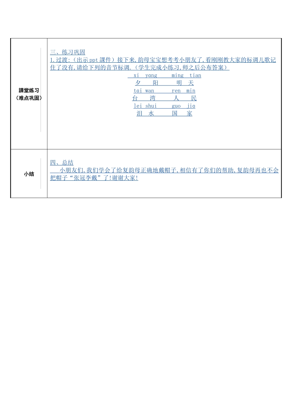 人教版部编版小学语文一年级上册复韵母的标调规则教学设计教案1.docx_第2页