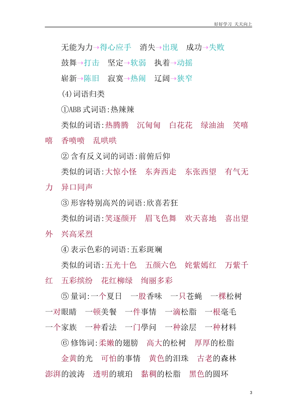 人教部编版版小学语文四年级下册第二单元知识小结含答案.docx_第3页