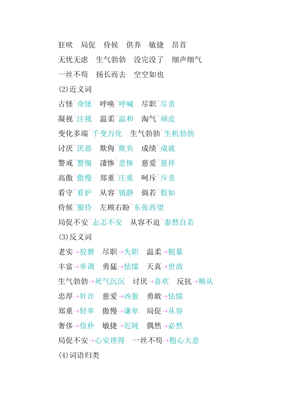 人教部编版版小学语文四年级下册第四单元知识小结含答案.docx_第2页