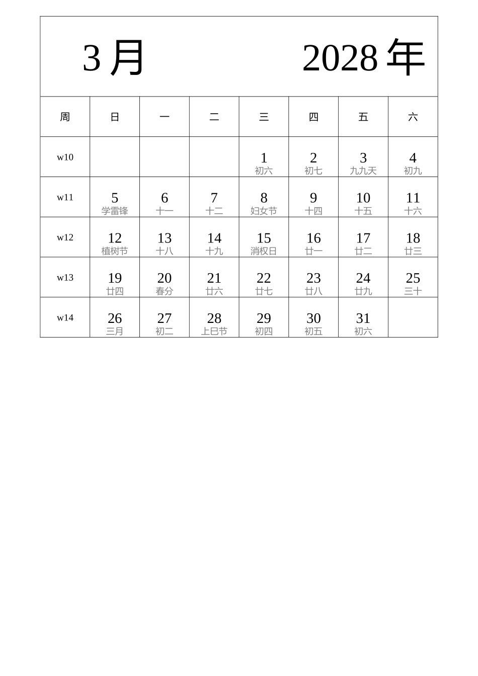 日历表2028年日历中文版纵向排版周日开始带周数带农历.docx_第3页