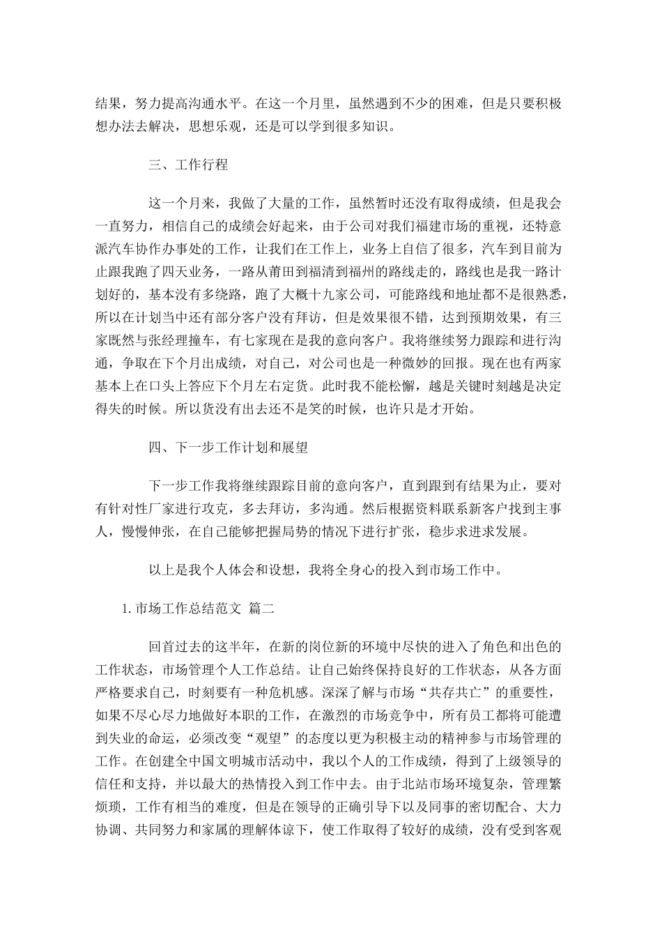 市场工作总结范文精选10篇.docx_第2页