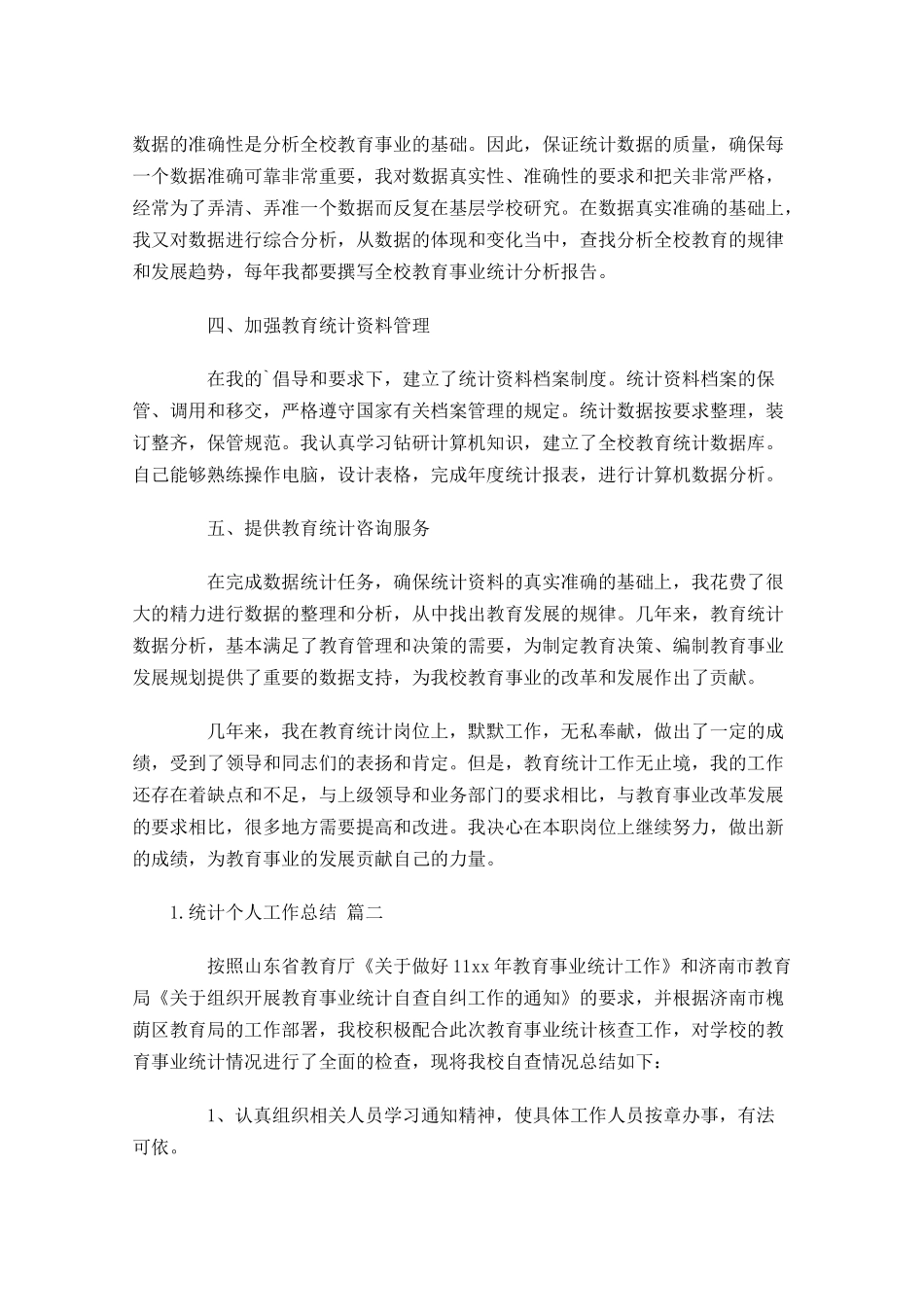 统计个人工作总结范文10篇.docx_第2页