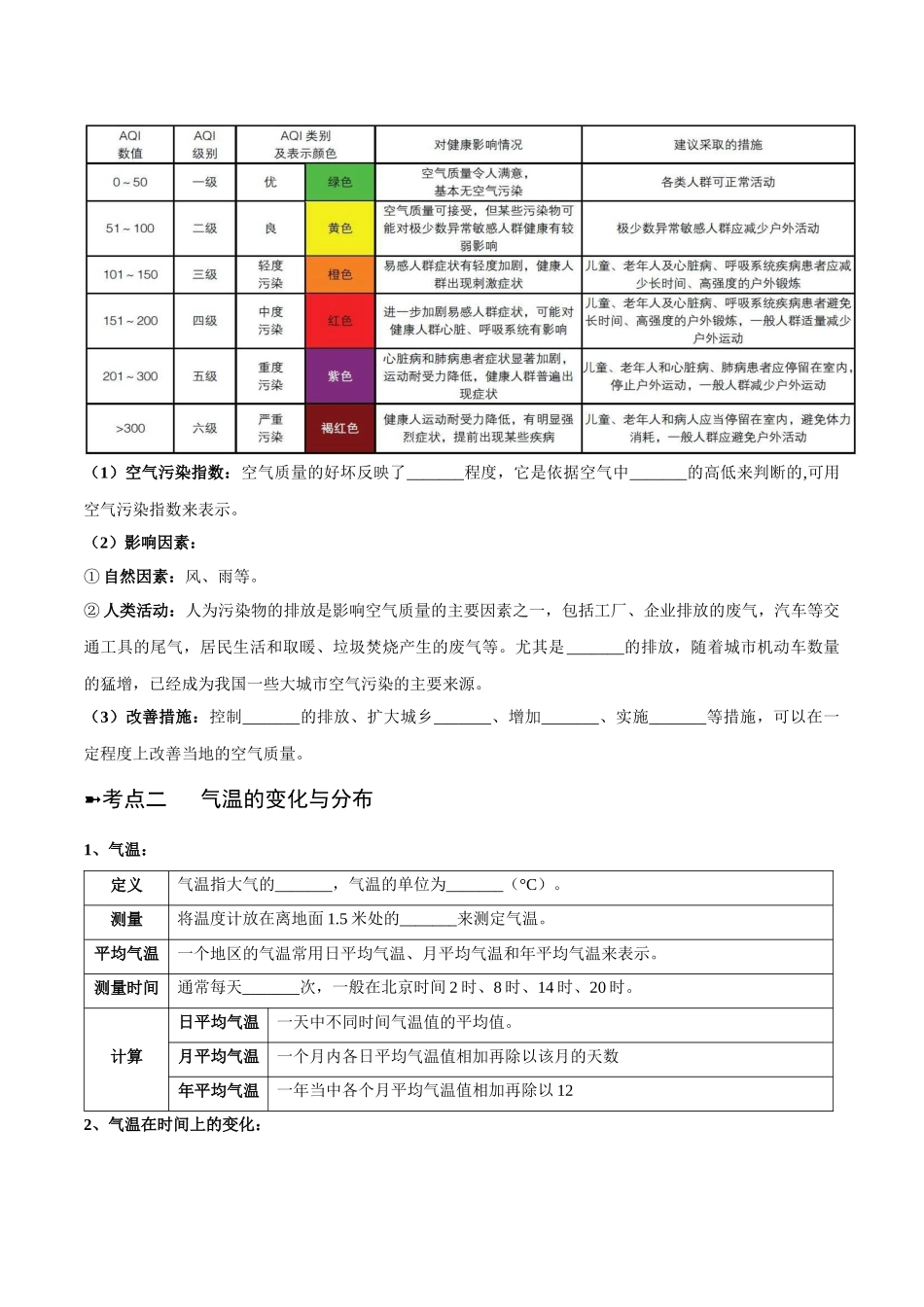 【初中地理】备战2023年中考地理一轮复习-专题05  天气与气候（晨读晚默）（晚默版）.docx_第3页