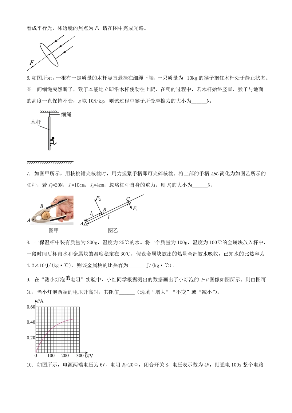 2024年安徽中考物理试题及答案.pdf_第2页
