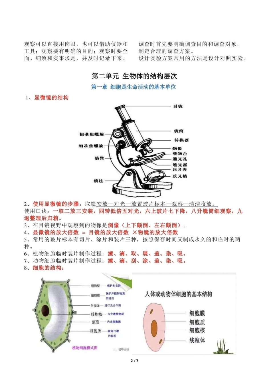 【初中生物】2024中考复习-全册知识点总结（很详细）.pdf_第2页