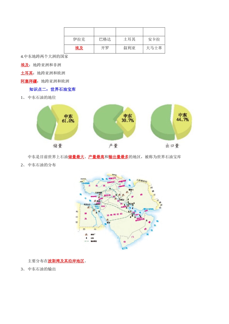 【中考地理】考前背诵知识手册-专题08 东半球其他的地区和国家.doc_第2页