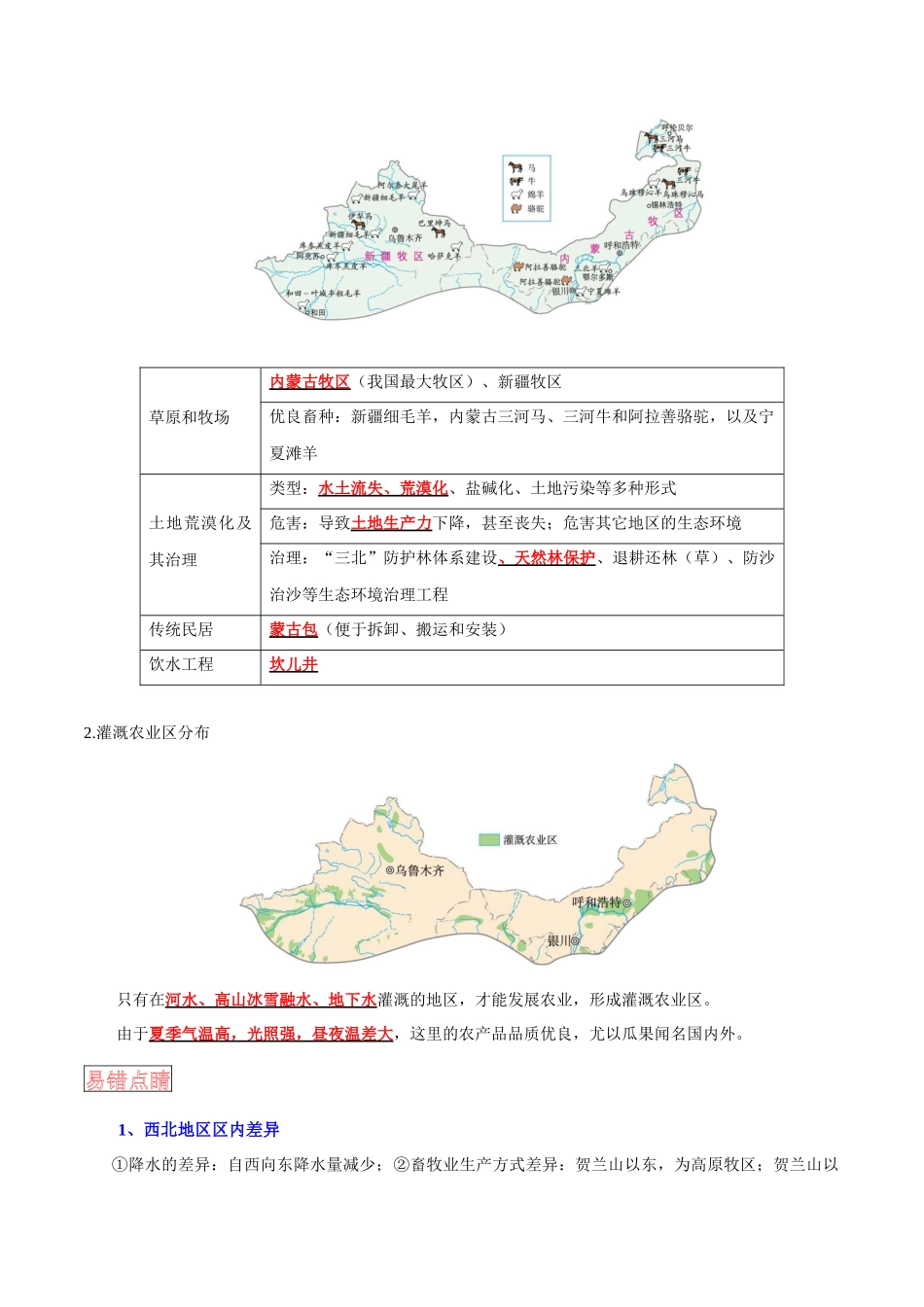 【中考地理】考前背诵知识手册-专题17 西北地区与青藏地区.docx_第2页