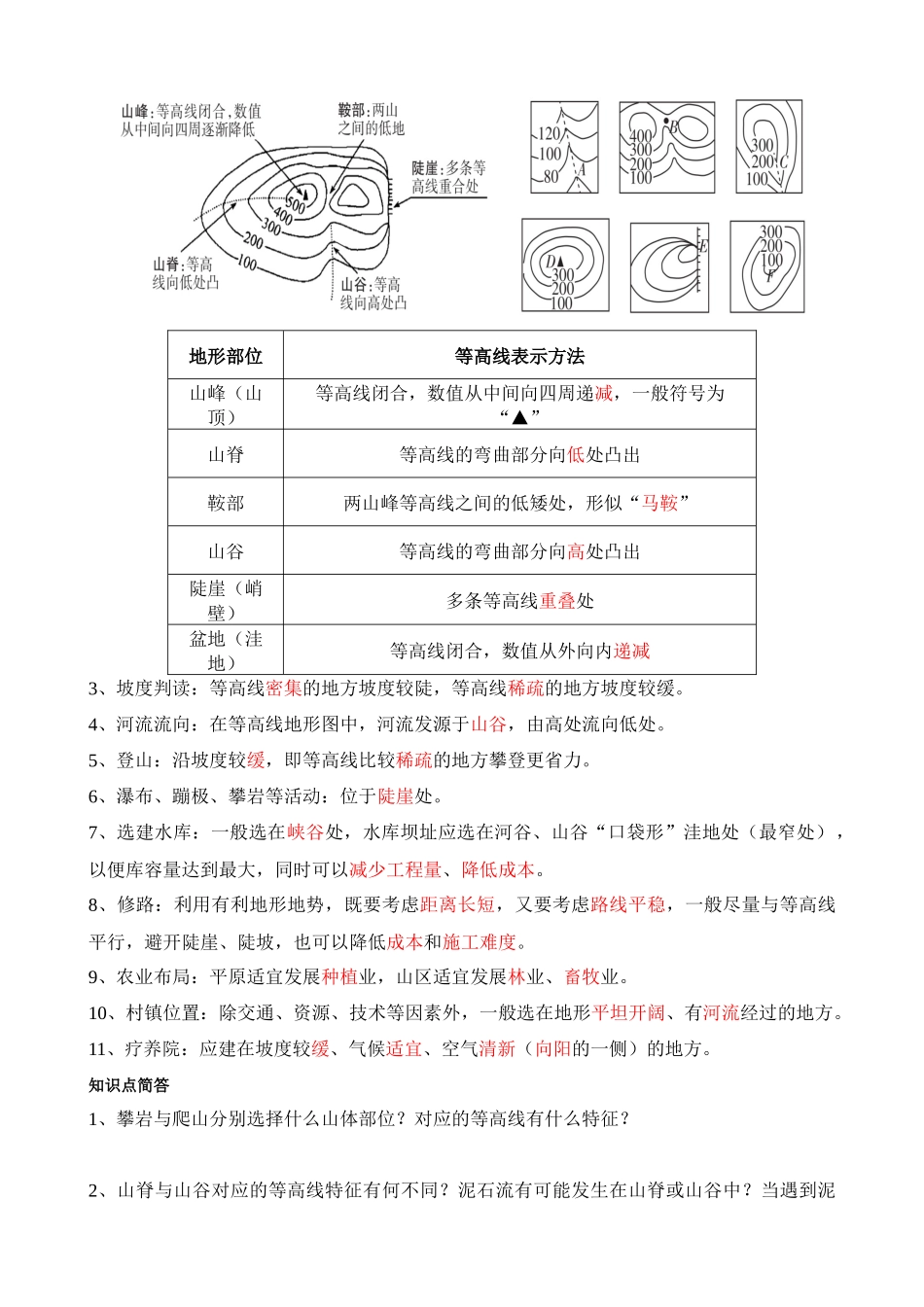 【中考地理】中考专项复习（2024年）-专题03 等高线地形图.docx_第3页