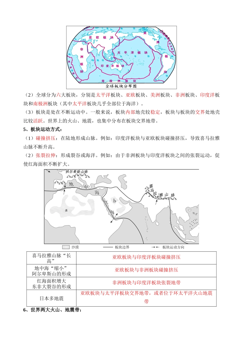 【中考地理】中考专项复习（2024年）-专题05 板块构造学说.docx_第2页