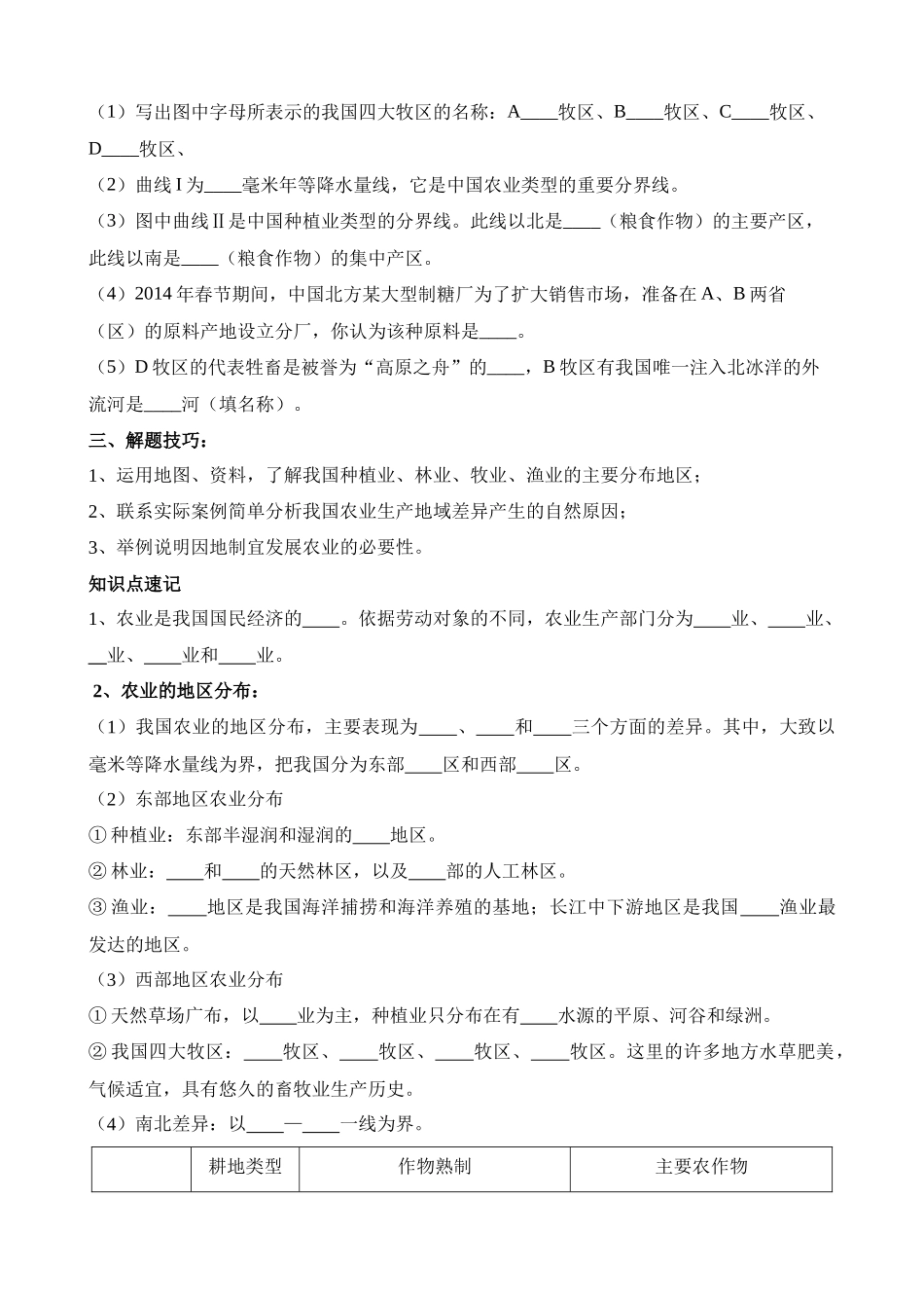 【中考地理】中考专项复习（2024年）-专题21 中国的农业.docx_第2页