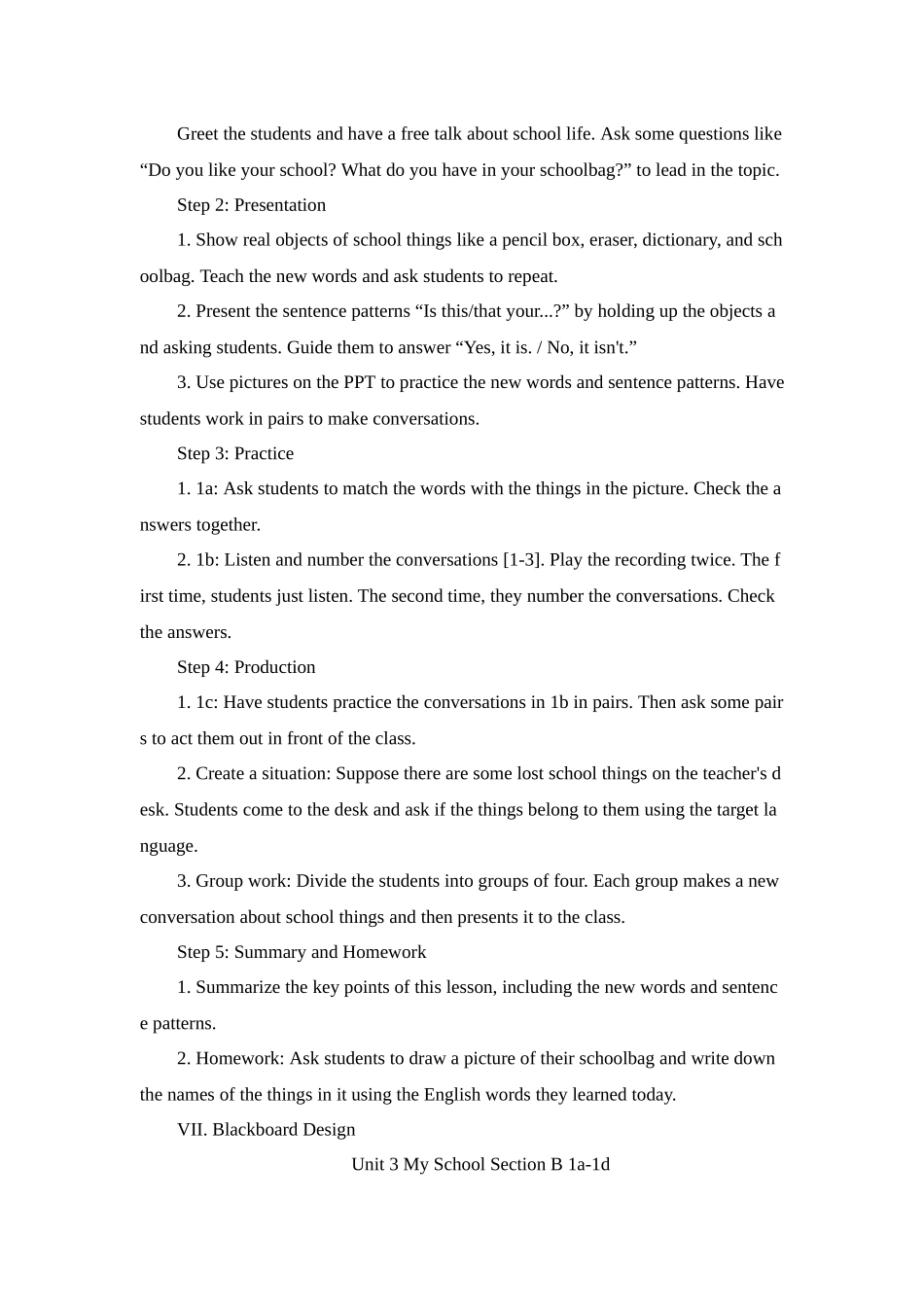 英语人教版20247年级上册 Unit 3 My School Section B 1a - 1 3教案 教学设计.docx_第2页