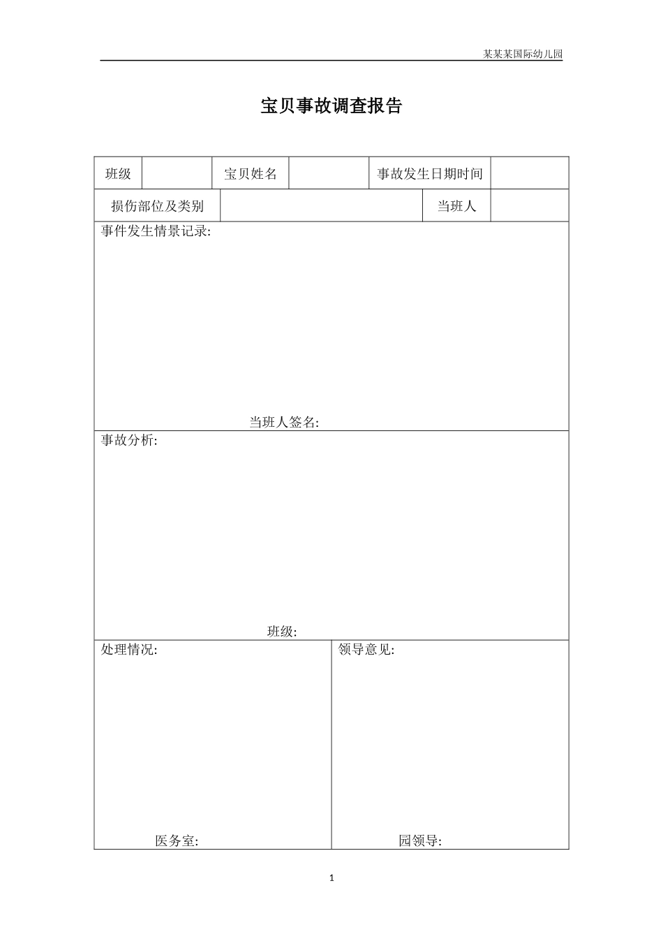 幼儿园常用表格-幼儿事故调查报告附-日常工作管理及绩效考核细则.docx_第1页