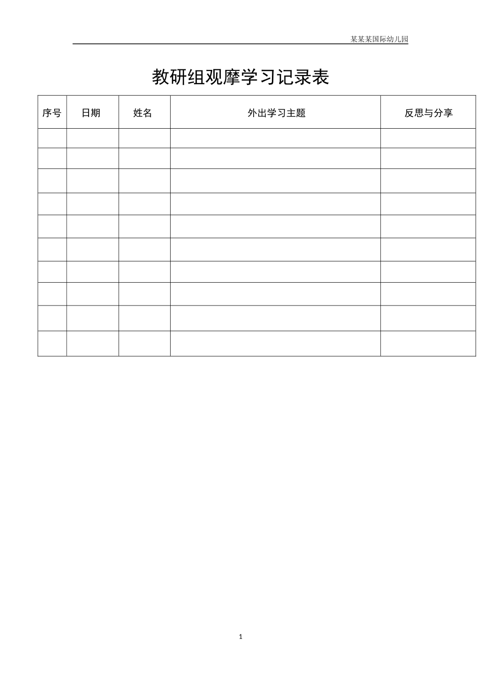 幼儿园教研组观摩学习记录表.docx_第1页
