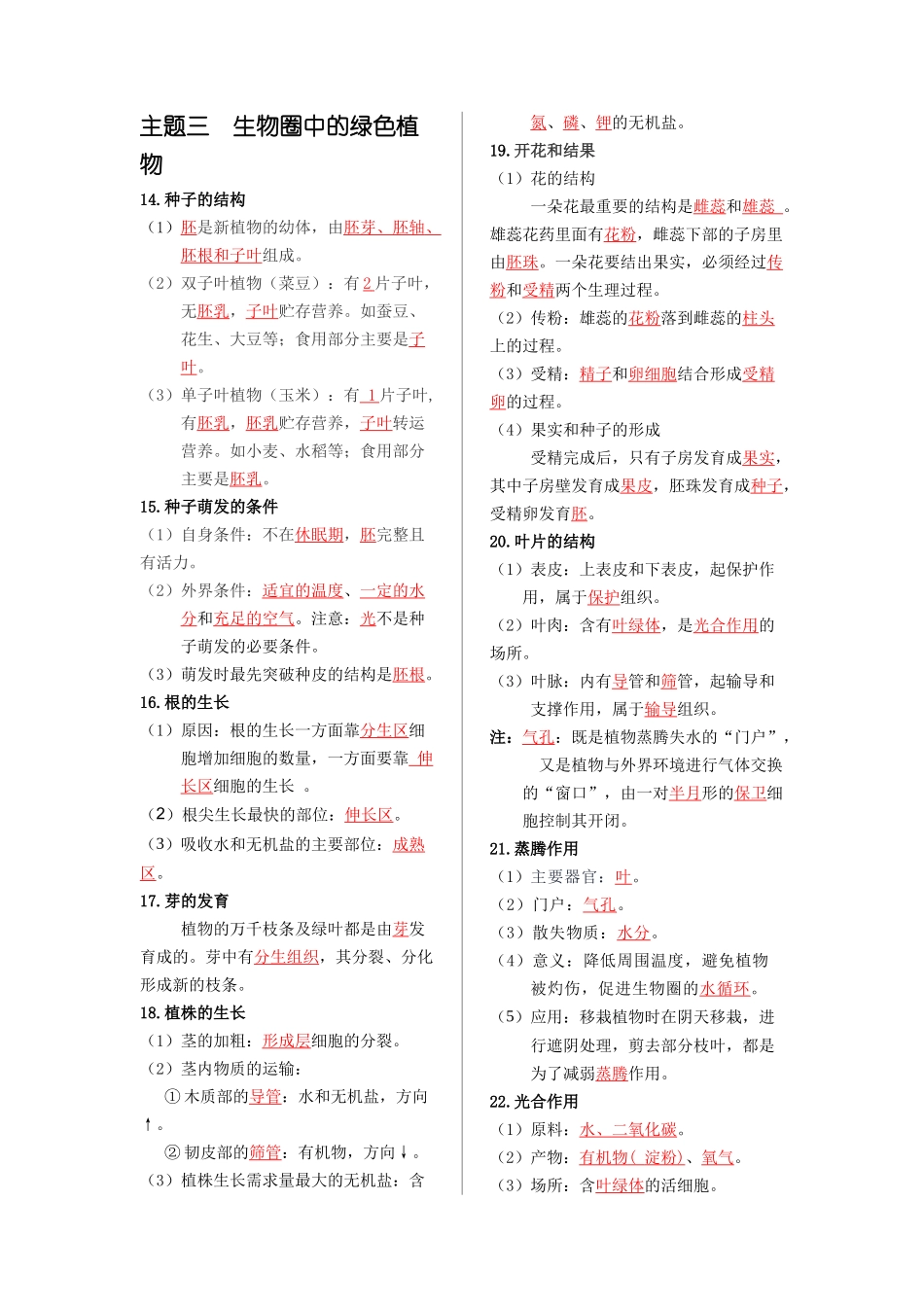 【中考生物】2024中考生物9大提分秘籍01 考前抢分84个核心考点 .docx_第3页