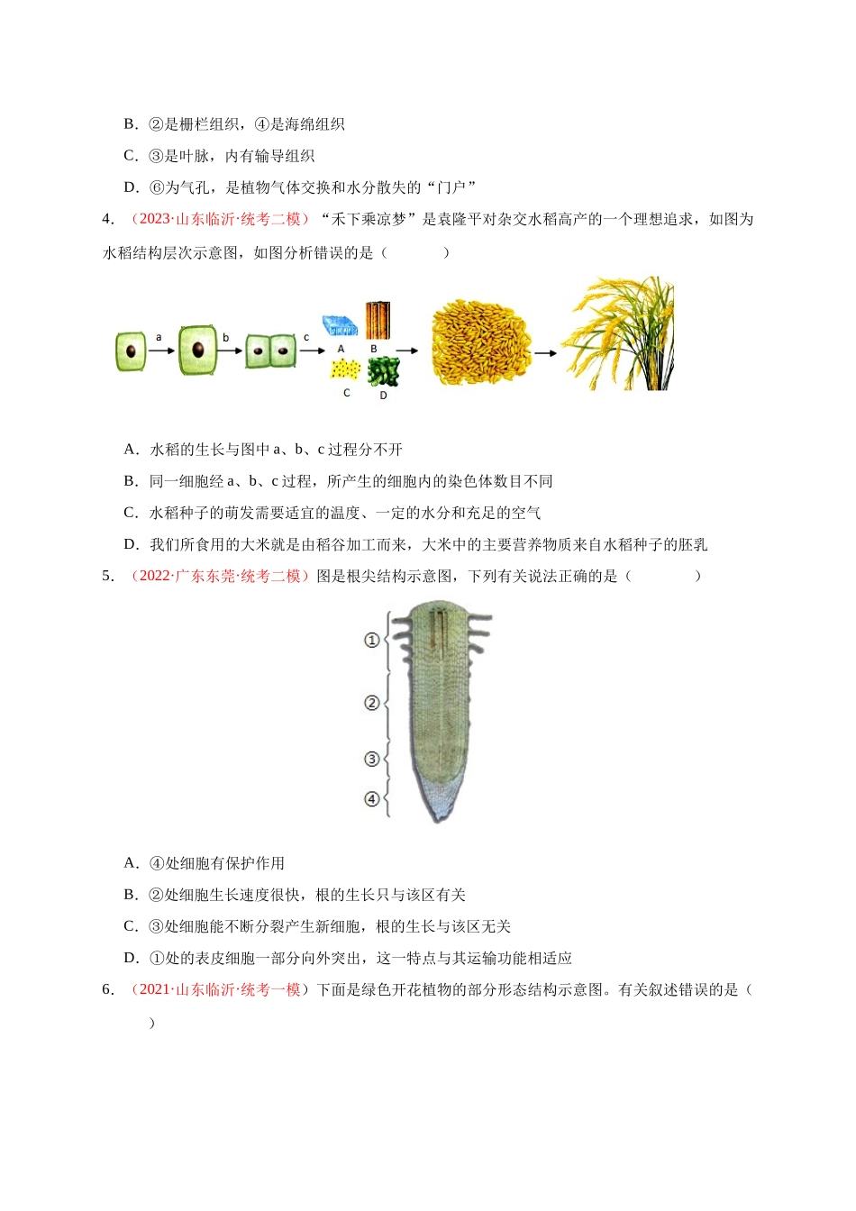 【中考生物】识图题专项训练-七年级上册识图题专练（原卷版）.docx_第2页