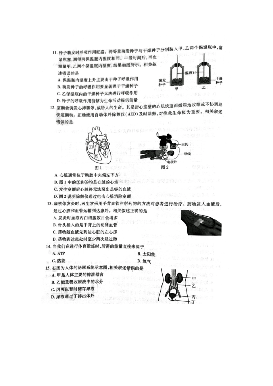 2024年江苏苏州中考生物真题及答案.pdf_第3页