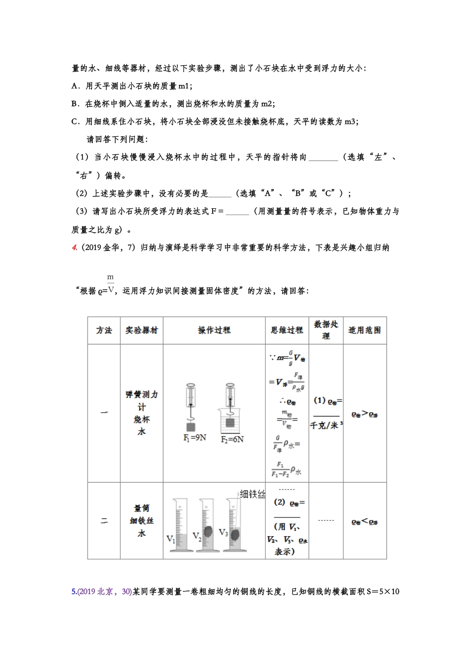 2019年中考物理真题集锦——专题十一：密度的测量(含答案).doc_第2页
