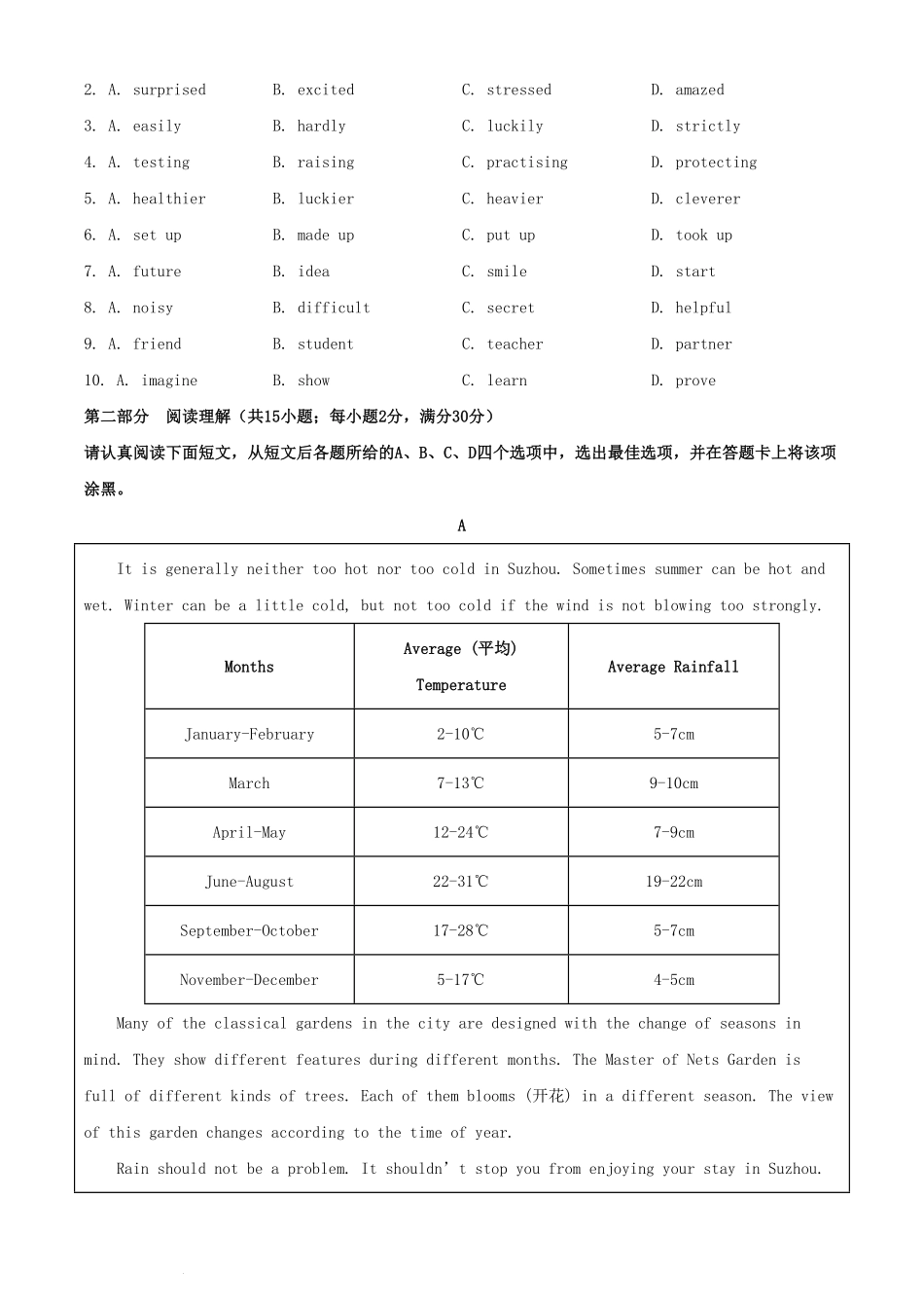 2024年江苏苏州中考英语试题及答案 (2).pdf_第2页