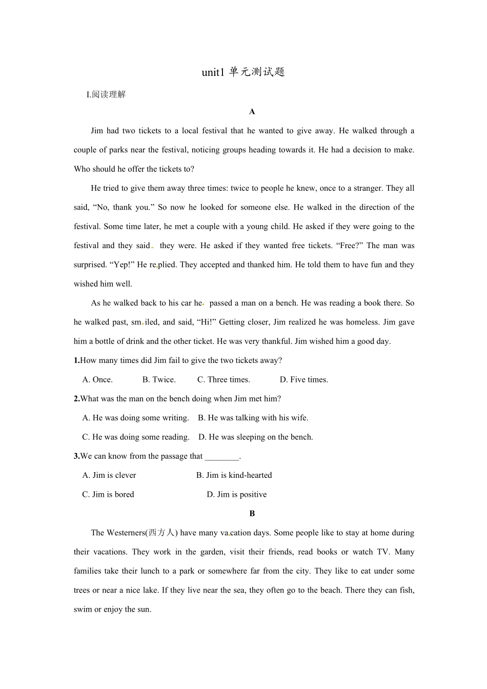 人教版初二八年级上册英语unit1单元测试题 04 含答案.pdf_第2页