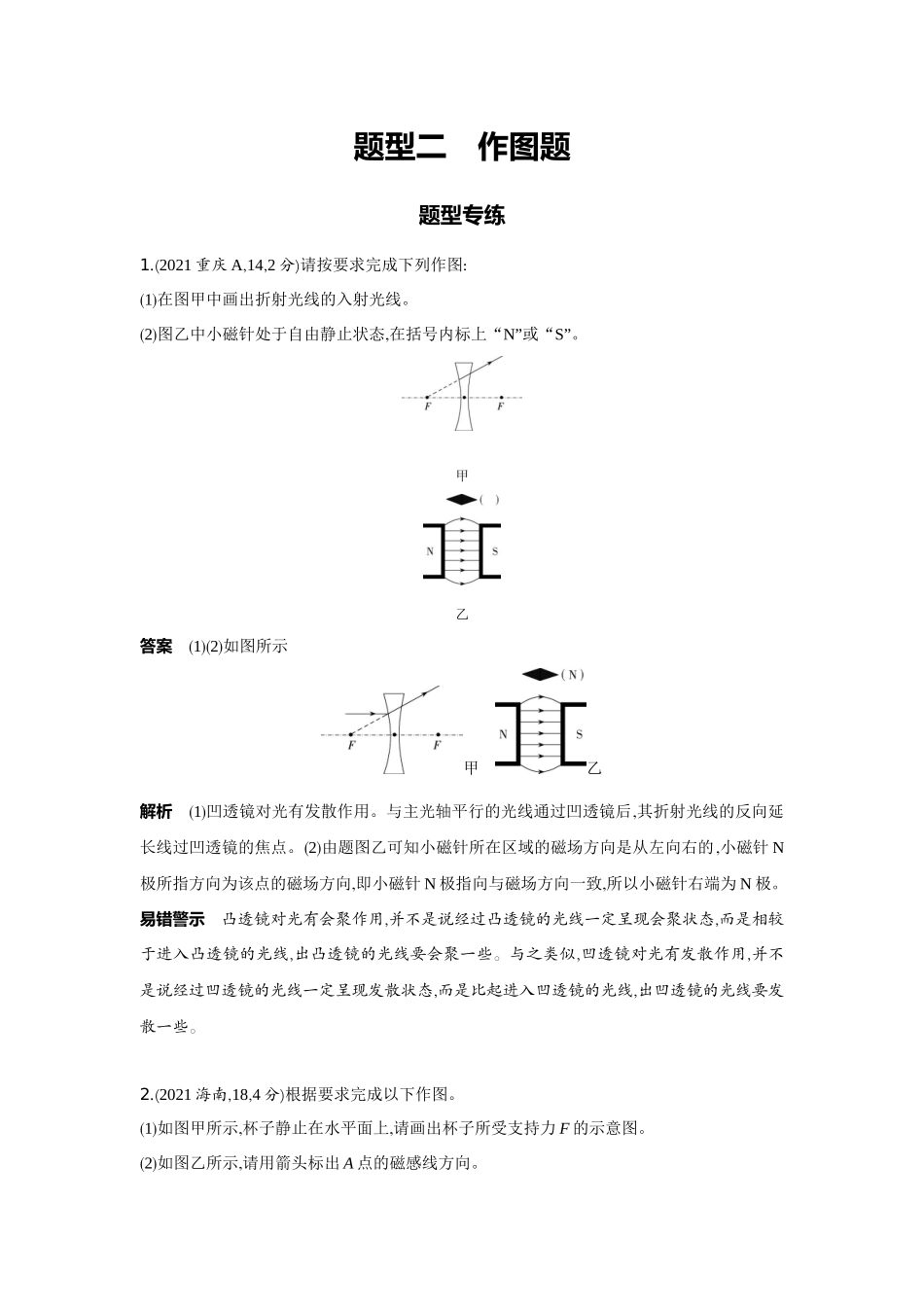 2022版全国版中考物理5 3中考总复习18_18-题型二　作图题.docx_第1页