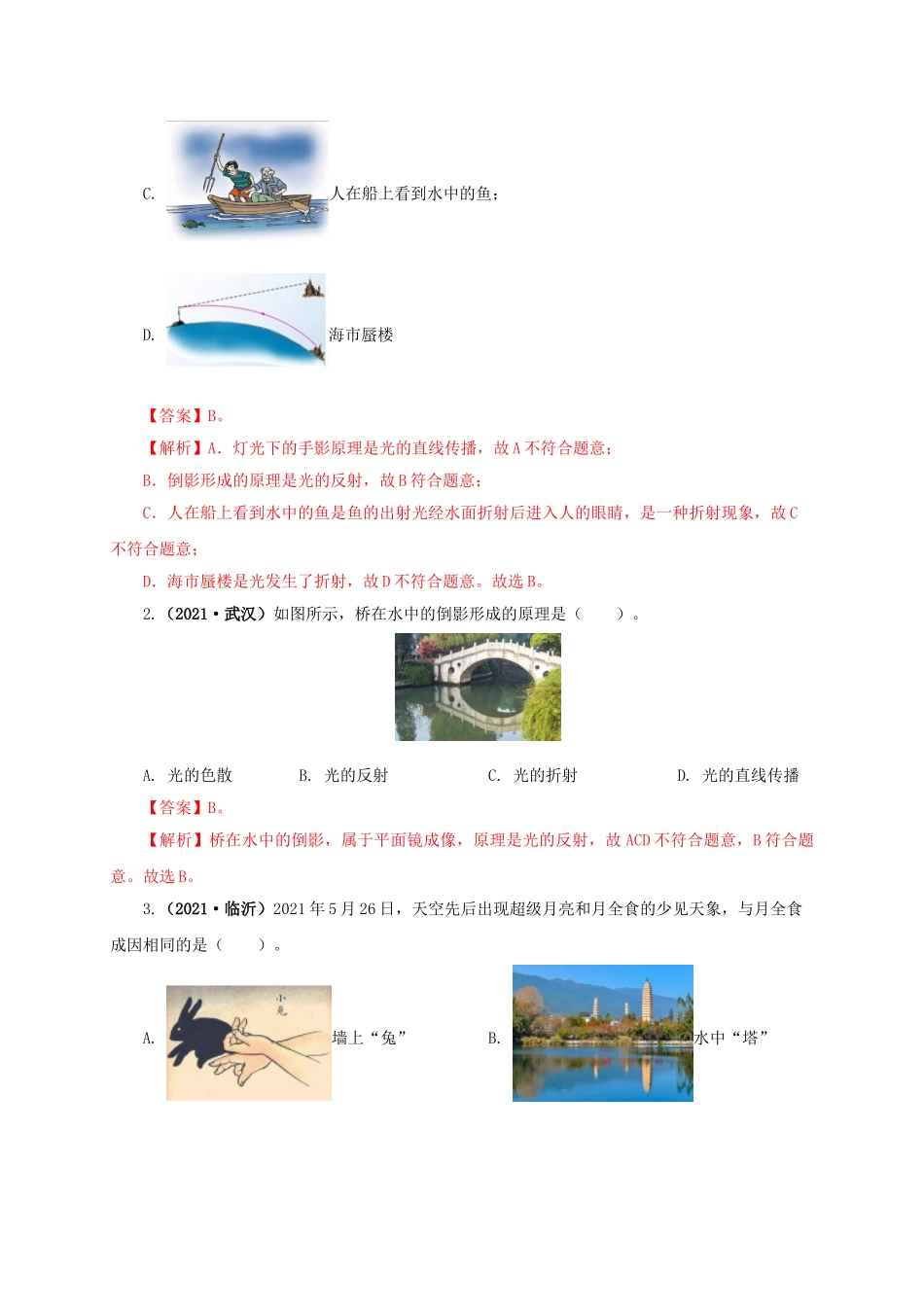 2024中考物理基础知识梳理专题02  光现象（解析版）.doc_第2页