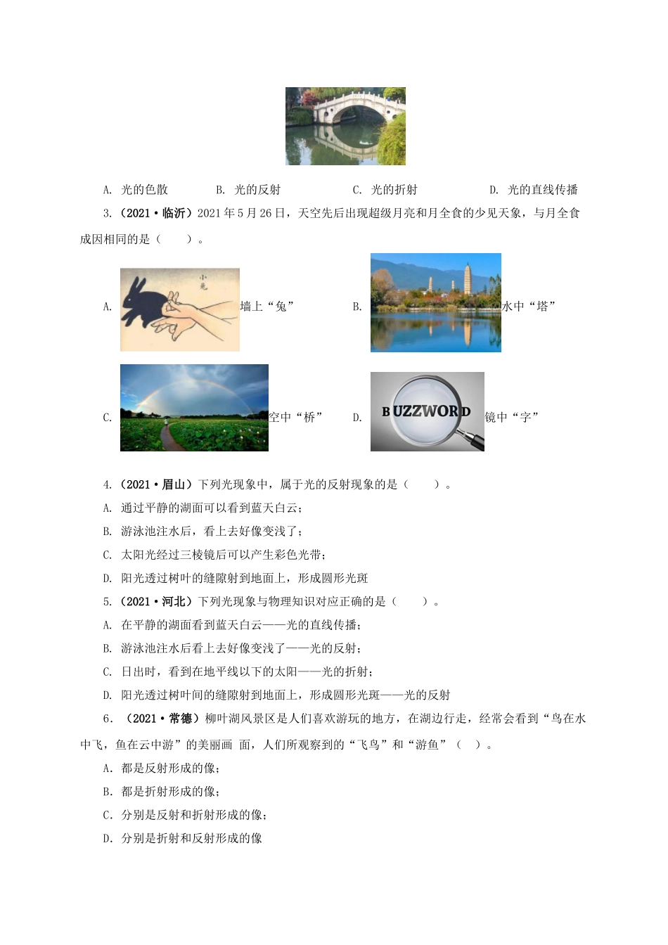 2024中考物理基础知识梳理专题02  光现象（原卷版）.doc_第2页