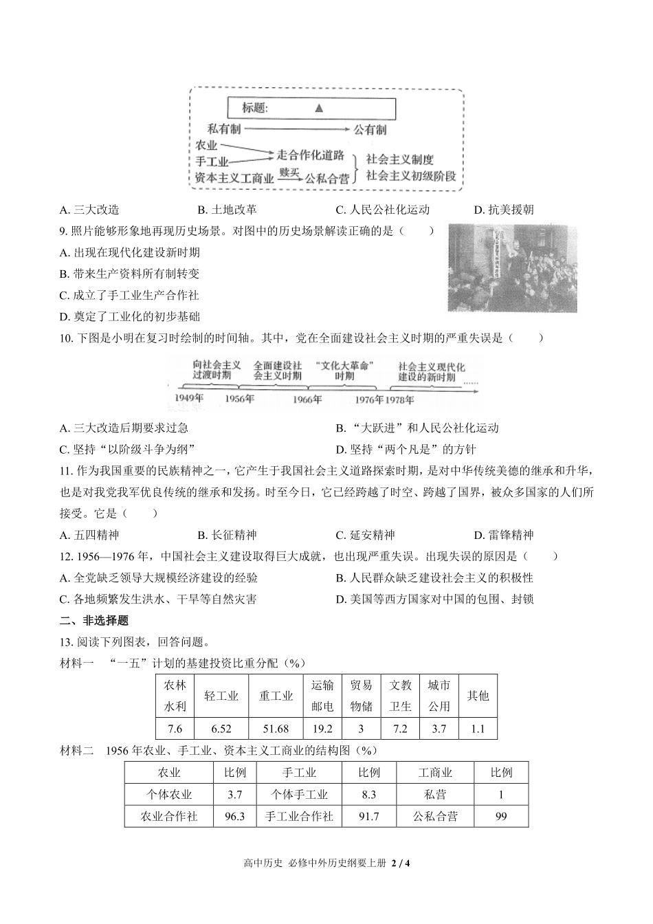 人教版部编版高中历史必修中外历史纲要年级上册册第九单元测试02含答案解析.pdf_第2页