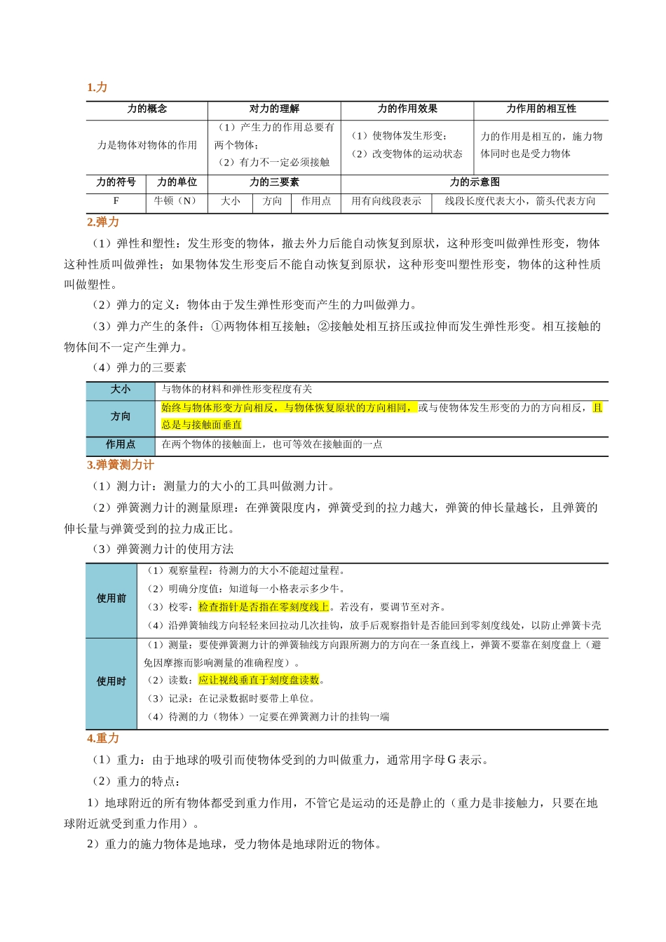 第十讲  第七章  力复习总结【寒假自学课】2024年八年级物理寒假提升学与练（解析版）.docx_第2页