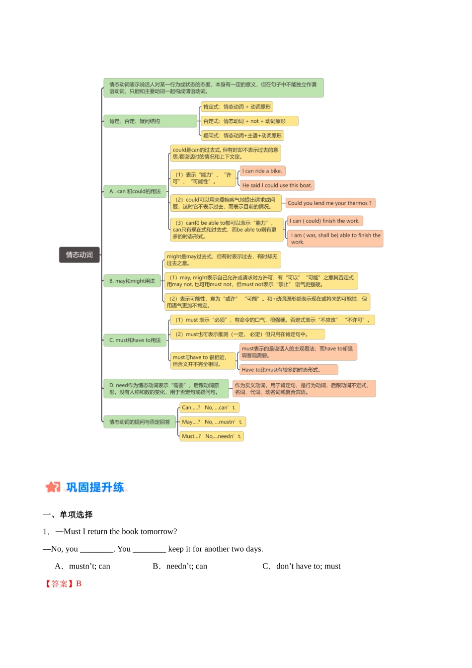 寒假作业06  情态动词-【寒假分层作业】2024年八年级英语寒假培优练（人教版）（解析版）.docx_第2页
