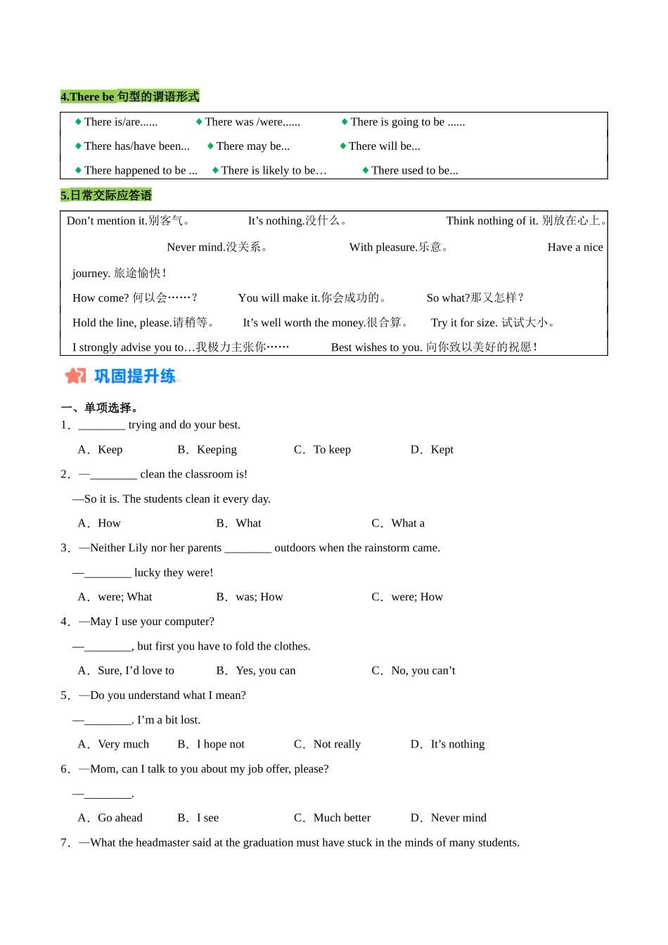 寒假作业08 特殊句式和情景交际-【寒假分层作业】2024年九年级英语寒假培优练（人教版）（解析版）.docx_第2页