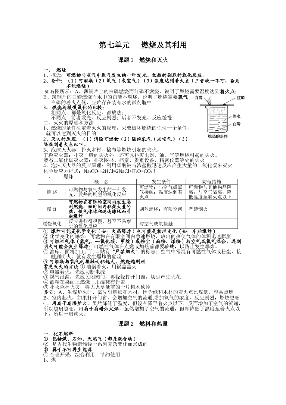 九年级化学上册人教版（创业作业）第七单元 燃烧及其利用.doc_第1页
