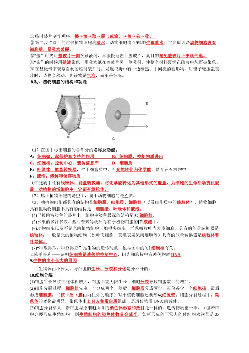 七年级上下册核心考点梳理-备战2024年中考生物复习重点难点易错点提分法宝.docx_第3页