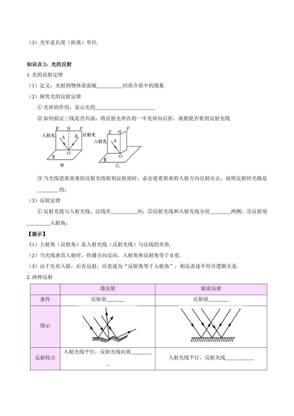 专题02  光现象（原卷版）-【一轮复习】2024中考物理专题复习考点全面详解.docx_第2页