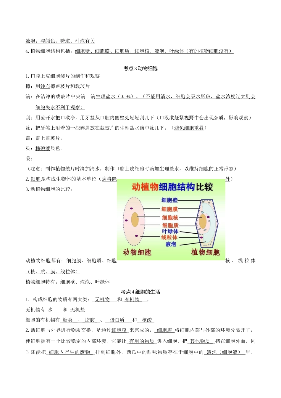 专题02 细胞是生命活动的基本单位（知识）-备战2023年中考生物一轮复习考点（全国通用）.docx_第3页