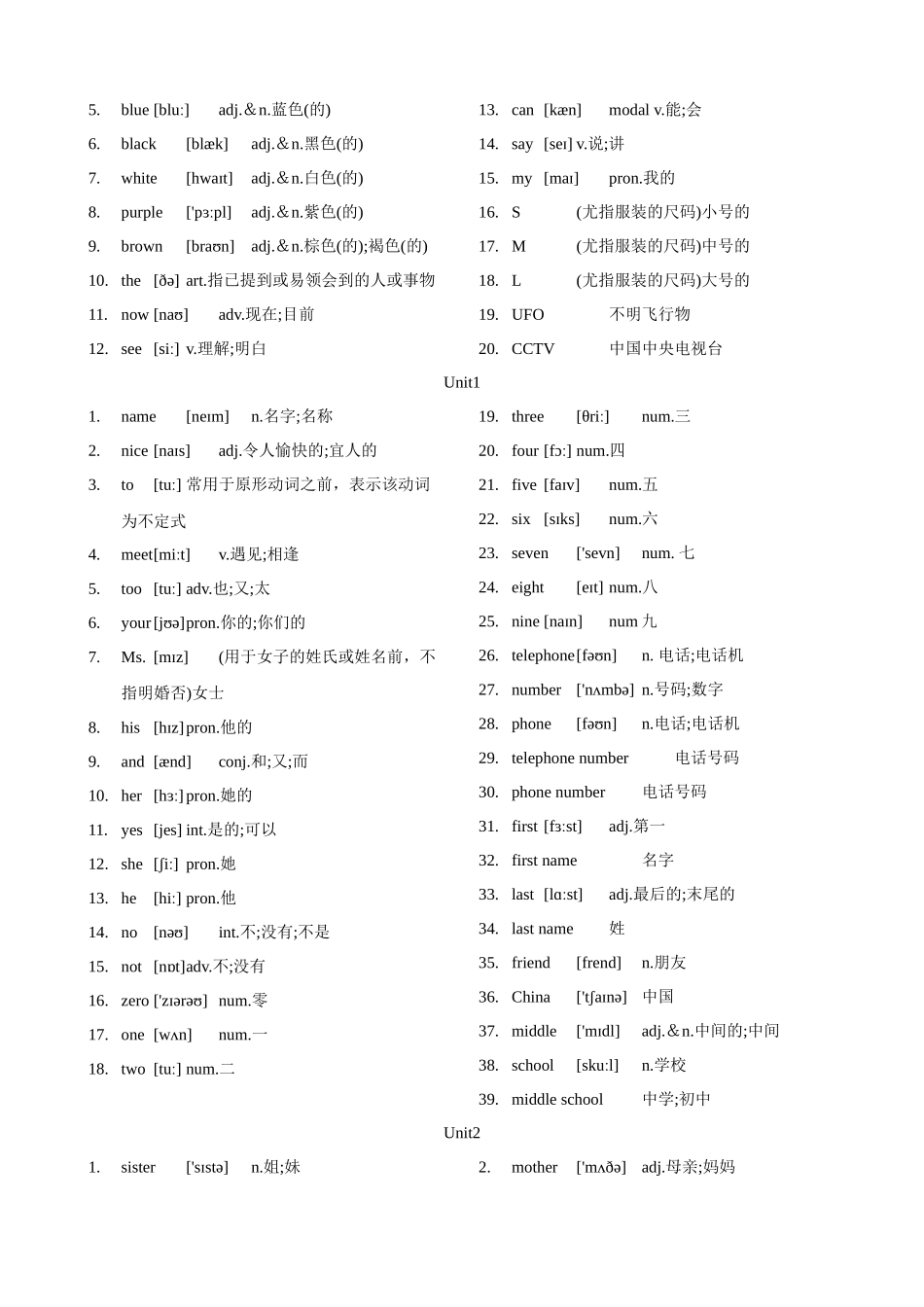 专题2.初中英语人教新目标版单词表(按单元顺序)(七至九年级)（背诵版）-【初中英语】备战2024年中考一轮复习.docx_第2页