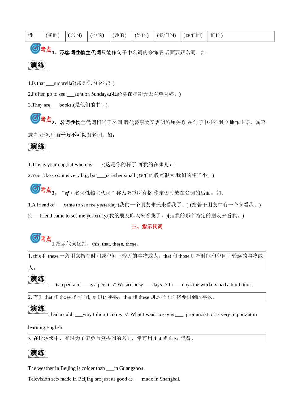 专题2.代词考点聚焦和精讲 （原卷版）-【初中英语】备战2024年中考一轮复习.docx_第3页