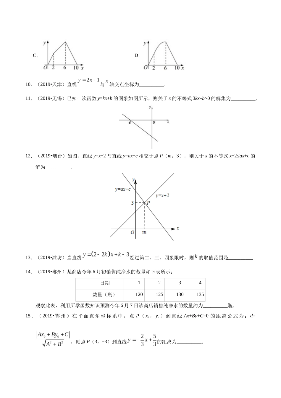 专题05 一次函数（第01期）-2019年中考真题数学试题分项汇编（原卷版）.docx_第3页