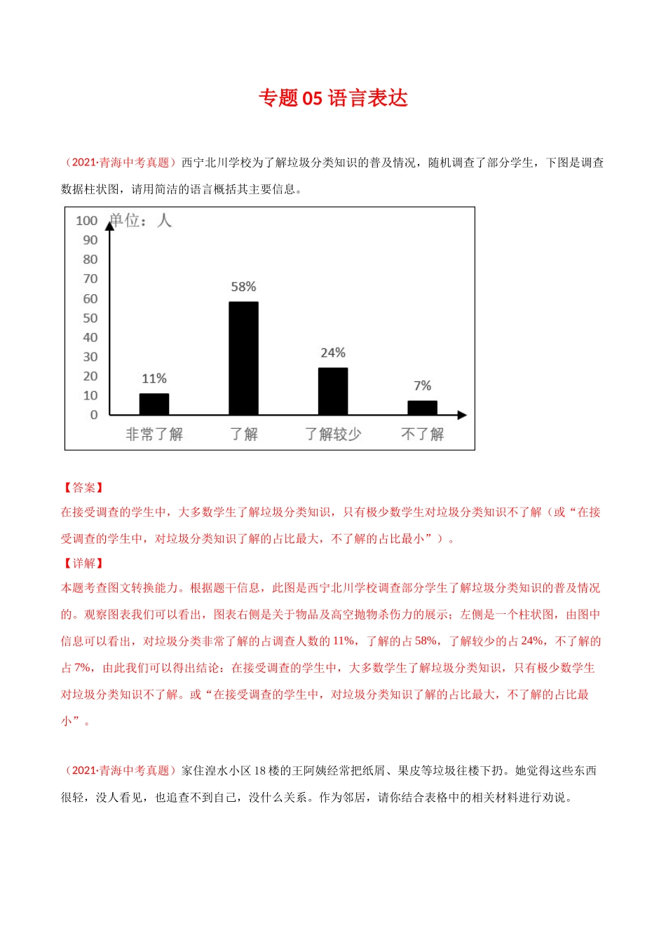 专题05 语言表达-三年（2019-2021）中考真题语文分项汇编（全国通用）（解析版）.docx_第1页
