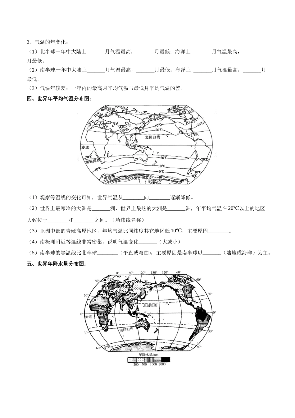 专题06 世界气温、降水和气候图（原卷版）-【识图速记】初中地理必备识图速记手册与变式演练.docx_第2页